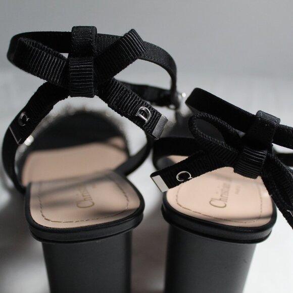 NWOB Christian Dior Sunset Sandals Bow Back Chunk Heels Ankle Strap 40.5 - Picture 5 of 8